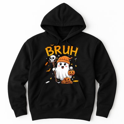 Bruh Ghost Halloween Cute Ghost Candy Funny Halloween Hoodie