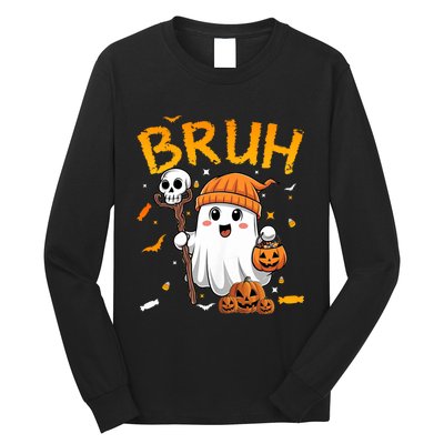 Bruh Ghost Halloween Cute Ghost Candy Funny Halloween Long Sleeve Shirt