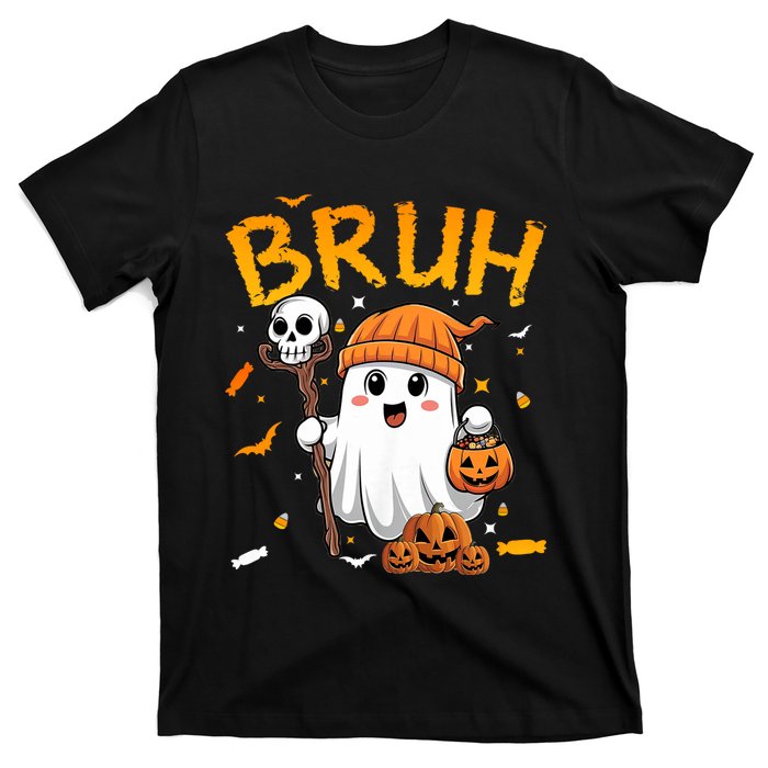 Bruh Ghost Halloween Cute Ghost Candy Funny Halloween T-Shirt