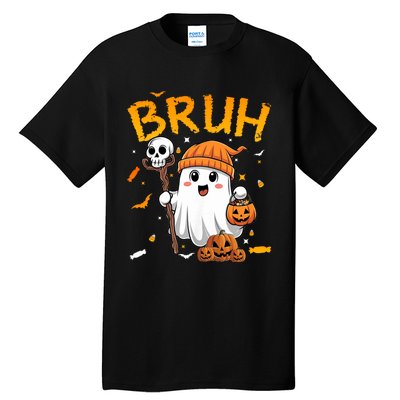 Bruh Ghost Halloween Cute Ghost Candy Funny Halloween Tall T-Shirt