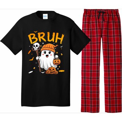 Bruh Ghost Halloween Cute Ghost Candy Funny Halloween Pajama Set