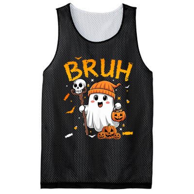 Bruh Ghost Halloween Cute Ghost Candy Funny Halloween Mesh Reversible Basketball Jersey Tank