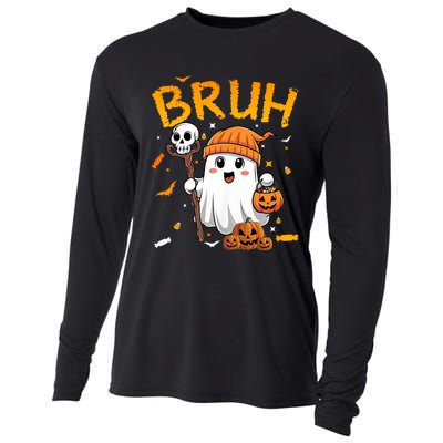 Bruh Ghost Halloween Cute Ghost Candy Funny Halloween Cooling Performance Long Sleeve Crew