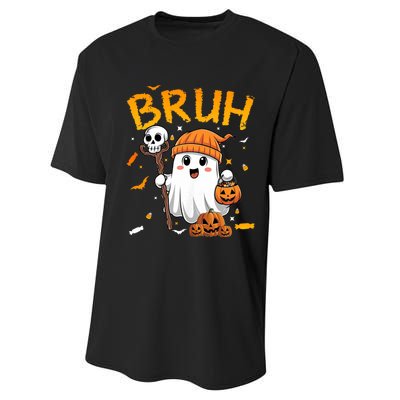 Bruh Ghost Halloween Cute Ghost Candy Funny Halloween Performance Sprint T-Shirt