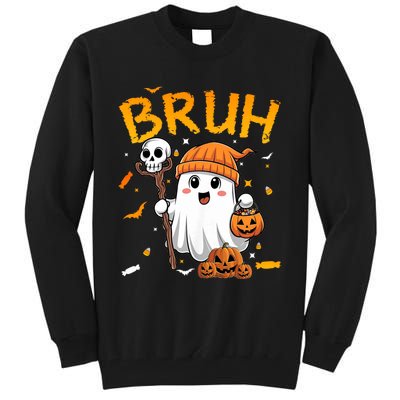 Bruh Ghost Halloween Cute Ghost Candy Funny Halloween Tall Sweatshirt