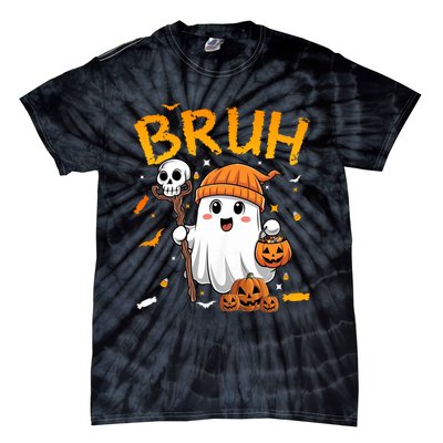 Bruh Ghost Halloween Cute Ghost Candy Funny Halloween Tie-Dye T-Shirt