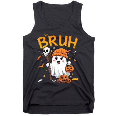 Bruh Ghost Halloween Cute Ghost Candy Funny Halloween Tank Top