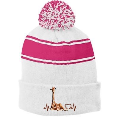 Birthday Giraffe Heartbeat Shirts For Woman Man Stripe Pom Pom Beanie