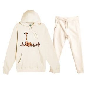 Birthday Giraffe Heartbeat Shirts For Woman Man Premium Hooded Sweatsuit Set