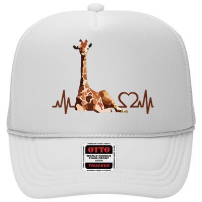 Birthday Giraffe Heartbeat Shirts For Woman Man High Crown Mesh Back Trucker Hat