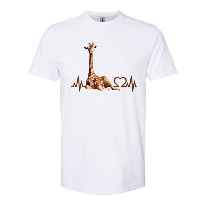 Birthday Giraffe Heartbeat Shirts For Woman Man Softstyle CVC T-Shirt