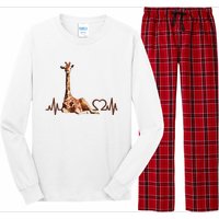 Birthday Giraffe Heartbeat Shirts For Woman Man Long Sleeve Pajama Set