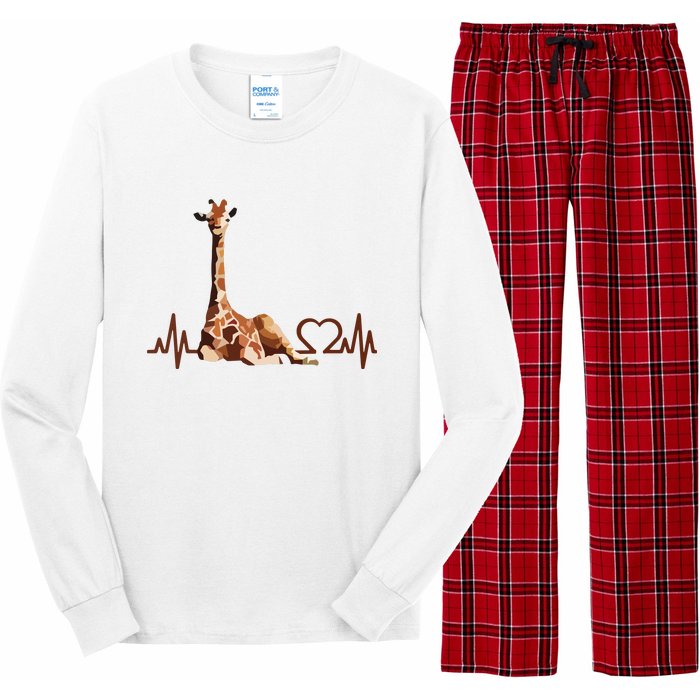 Birthday Giraffe Heartbeat Shirts For Woman Man Long Sleeve Pajama Set