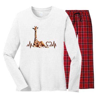 Birthday Giraffe Heartbeat Shirts For Woman Man Women's Long Sleeve Flannel Pajama Set 