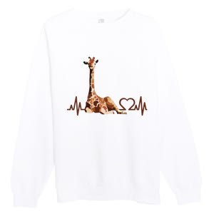 Birthday Giraffe Heartbeat Shirts For Woman Man Premium Crewneck Sweatshirt