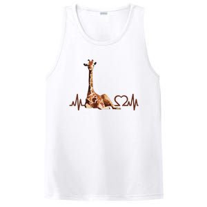 Birthday Giraffe Heartbeat Shirts For Woman Man PosiCharge Competitor Tank