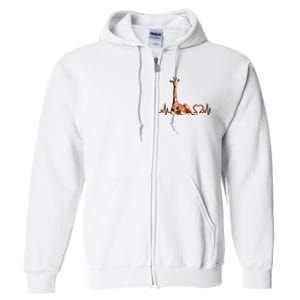 Birthday Giraffe Heartbeat Shirts For Woman Man Full Zip Hoodie