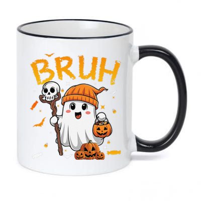 Bruh Ghost Halloween Cute Ghost Candy Funny Halloween 11oz Black Color Changing Mug