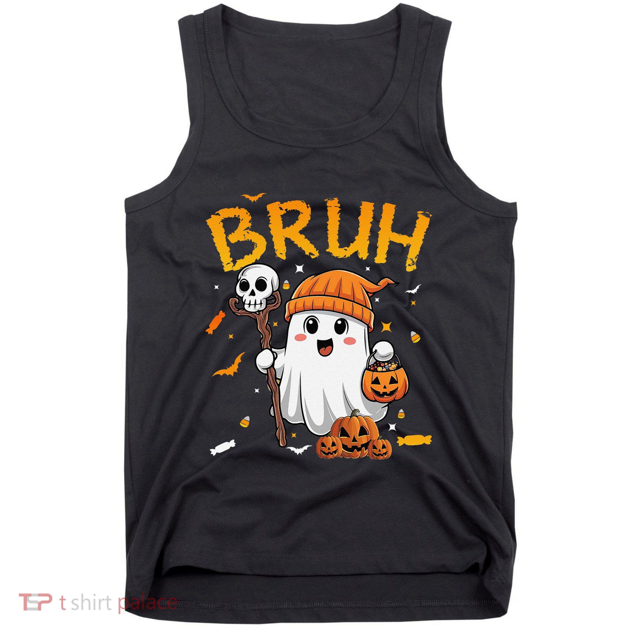 Bruh Ghost Halloween Cute Ghost Candy Funny Halloween Tank Top