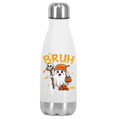 Bruh Ghost Halloween Cute Ghost Candy Funny Halloween Stainless Steel Insulated Water Bottle