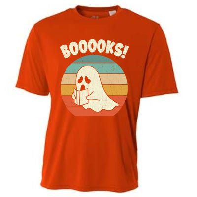 Booooks Ghost Halloween Vintage Teacher Book Library Reading Cute Gift Cooling Performance Crew T-Shirt