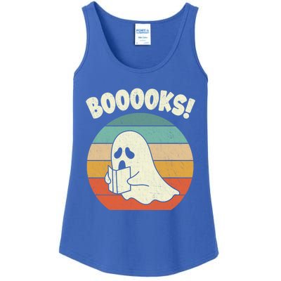 Booooks Ghost Halloween Vintage Teacher Book Library Reading Cute Gift Ladies Essential Tank