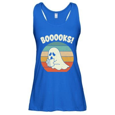 Booooks Ghost Halloween Vintage Teacher Book Library Reading Cute Gift Ladies Essential Flowy Tank