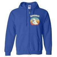 Booooks Ghost Halloween Vintage Teacher Book Library Reading Cute Gift Full Zip Hoodie