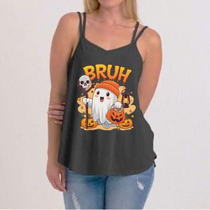 Bruh Ghost Halloween Cute Ghost Trick Or Treat Candy Women's Strappy Tank