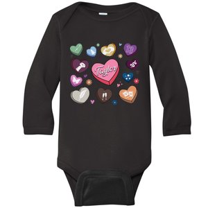 Birthday Groovy Heart Taylor First Name Personalized Baby Long Sleeve Bodysuit