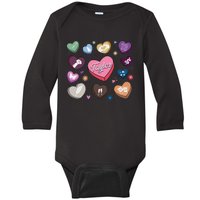 Birthday Groovy Heart Taylor First Name Personalized Baby Long Sleeve Bodysuit