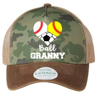 Ball Granny Heart Funny Baseball Softball Soccer Granny Gift Legacy Tie Dye Trucker Hat
