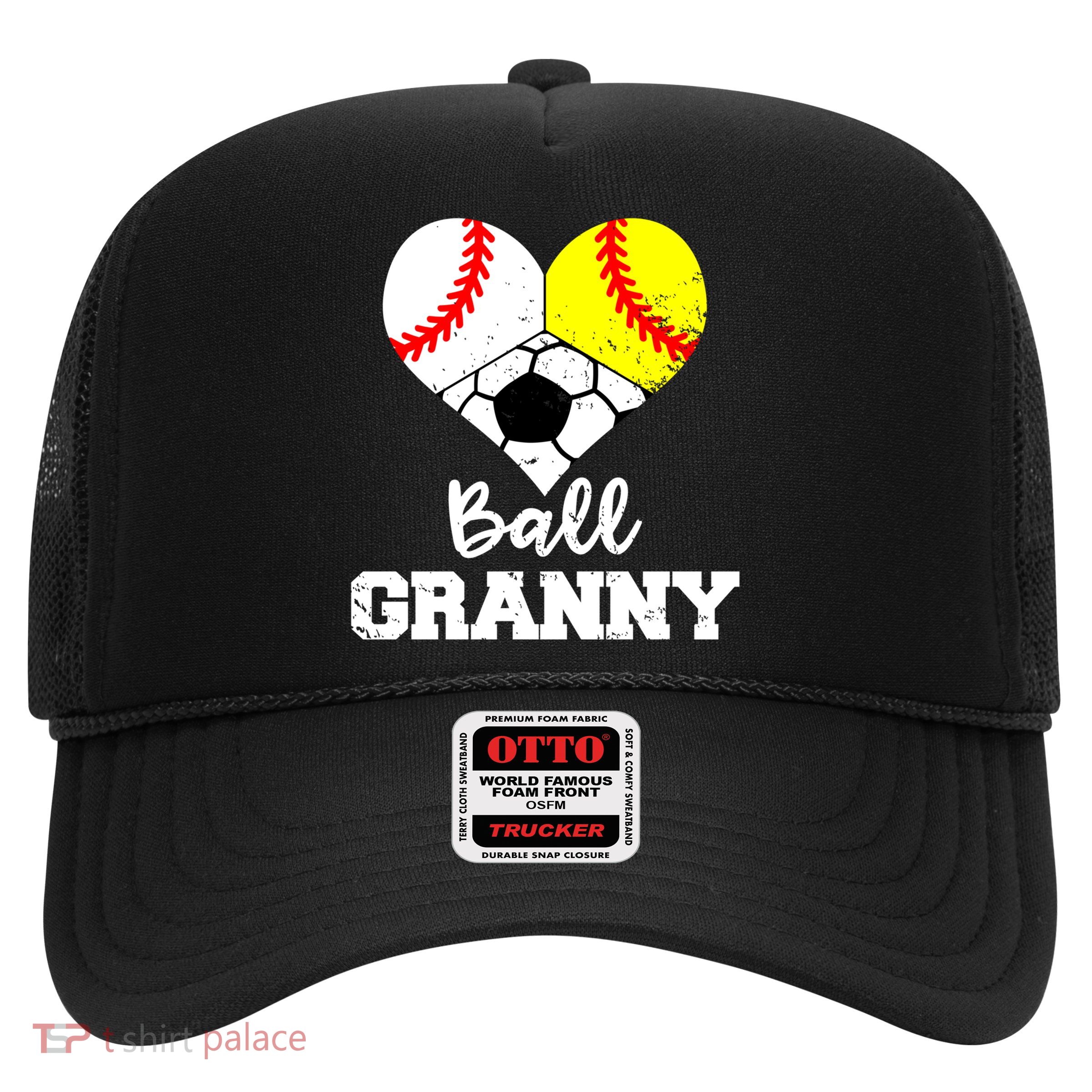 Ball Granny Heart Funny Baseball Softball Soccer Granny Gift Trucker Hat