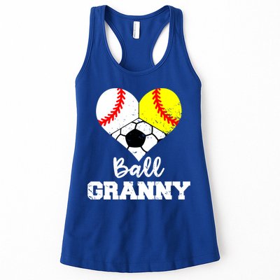 Ball Granny Heart Funny Baseball Softball Soccer Granny Gift Womens Tank Top