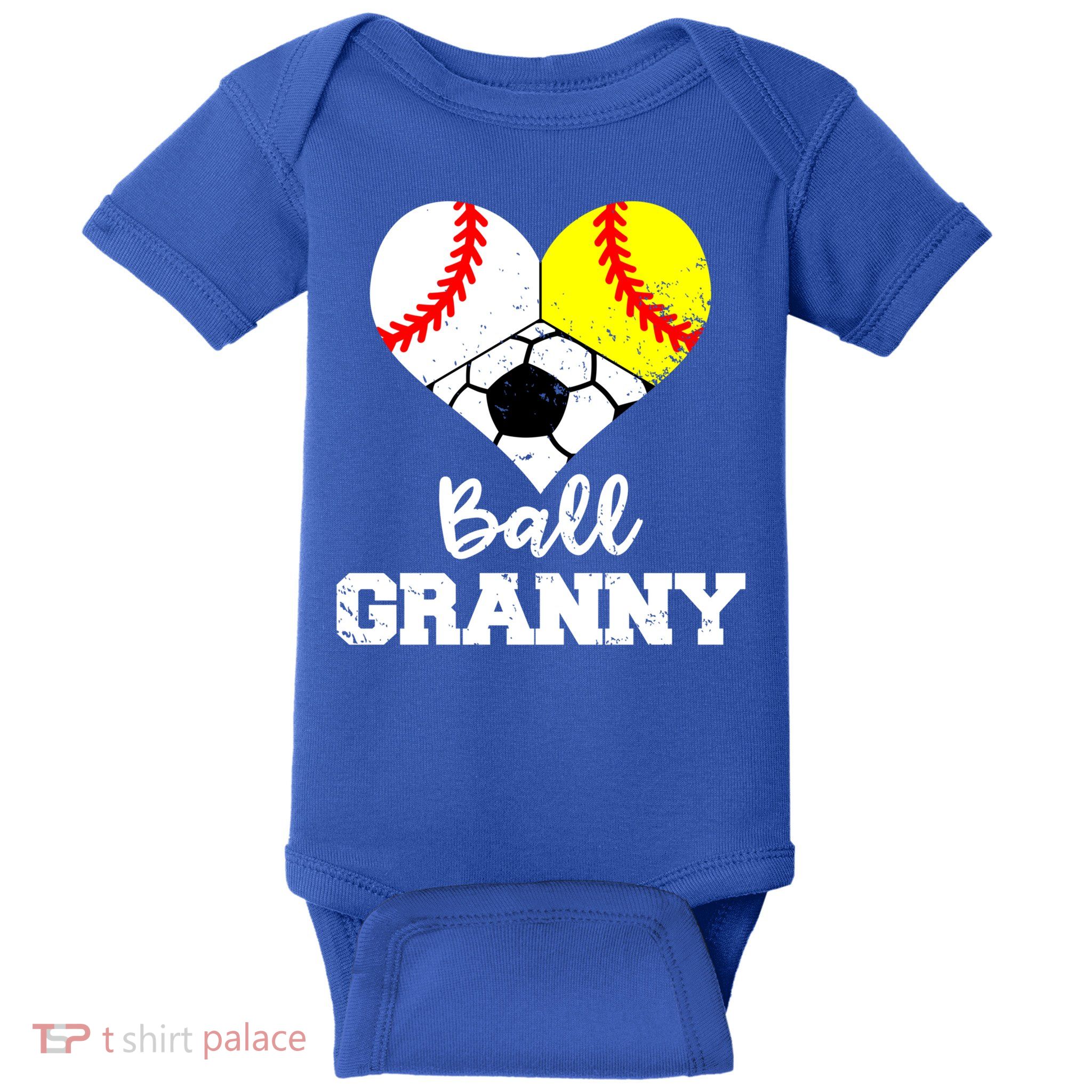Ball Granny Heart Funny Baseball Softball Soccer Granny Gift Baby Bodysuit