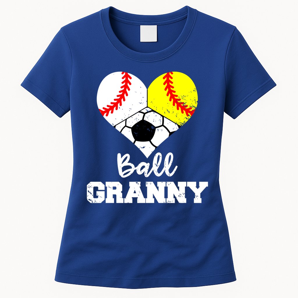 Ball Granny Heart Funny Baseball Softball Soccer Granny Gift Womens T-Shirt