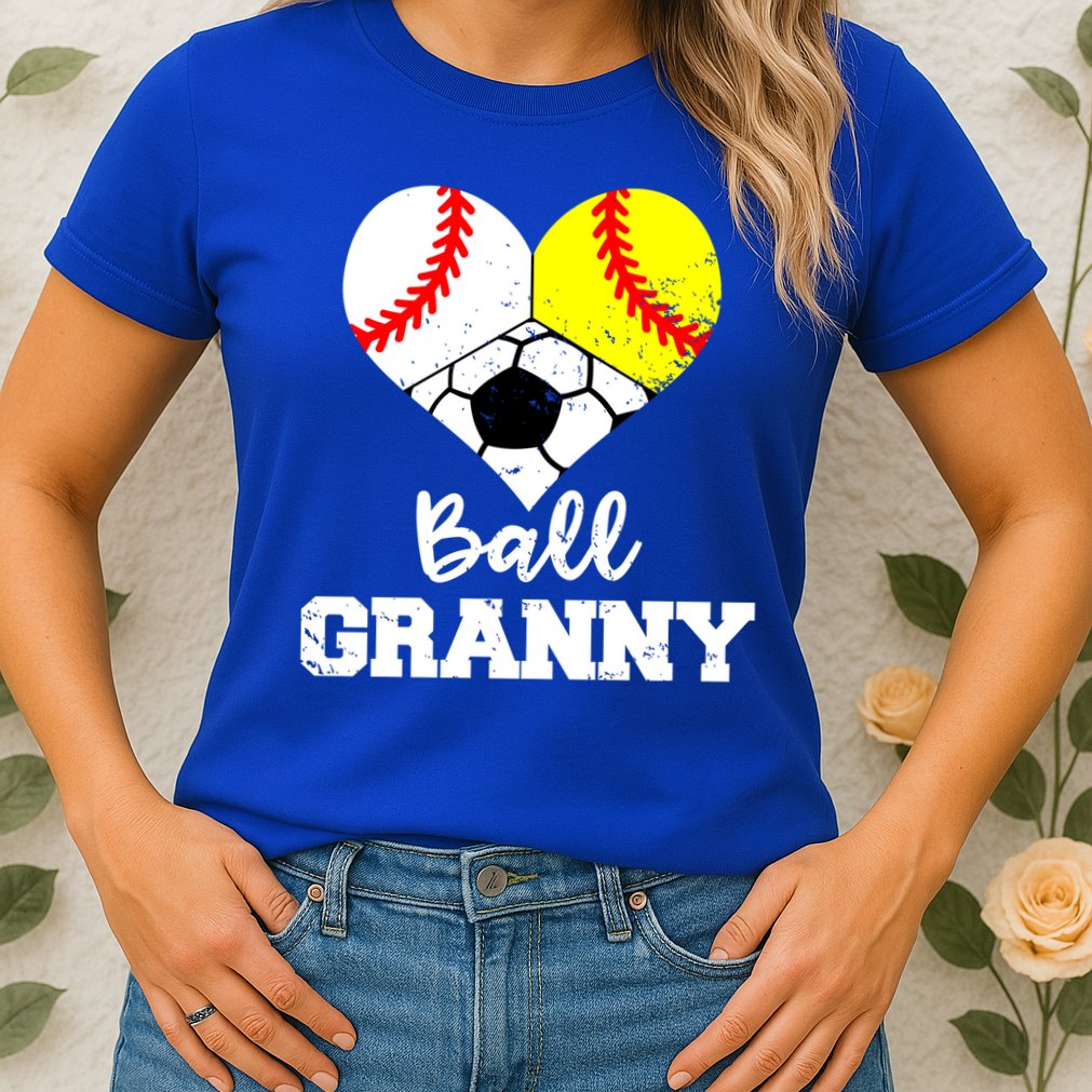 Ball Granny Heart Funny Baseball Softball Soccer Granny Gift Womens T-Shirt