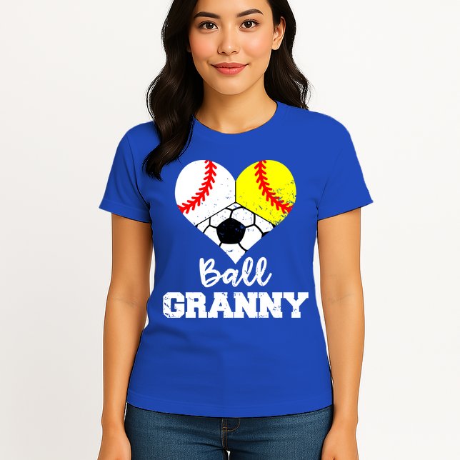 Ball Granny Heart Funny Baseball Softball Soccer Granny Gift Womens T-Shirt