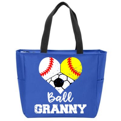 Ball Granny Heart Funny Baseball Softball Soccer Granny Gift Zip Tote Bag