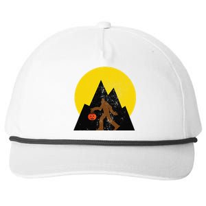 Bigfoot Gift Halloween Yeti Sasquatch Pumpkin Face Design Snapback Five-Panel Rope Hat