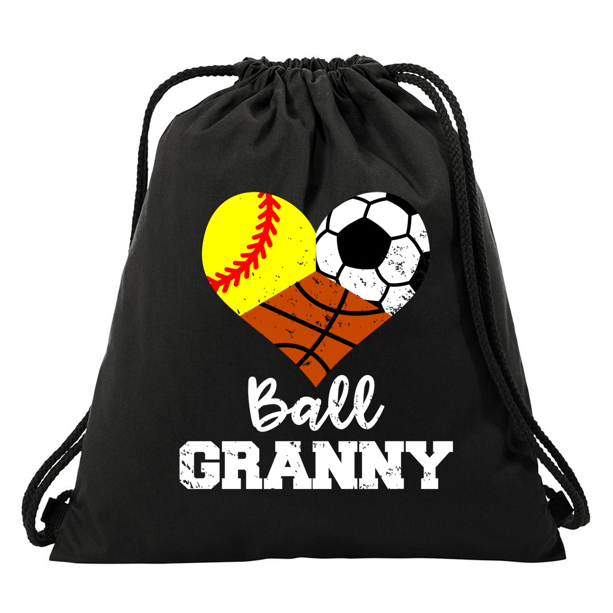 Ball Granny Heart Funny Softball Soccer Basketball Granny Gift Drawstring Bag