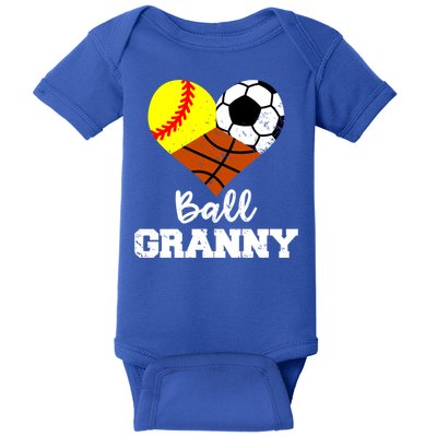 Ball Granny Heart Funny Softball Soccer Basketball Granny Gift Baby Bodysuit