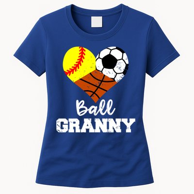 Ball Granny Heart Funny Softball Soccer Basketball Granny Gift Womens T-Shirt