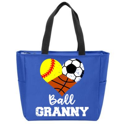 Ball Granny Heart Funny Softball Soccer Basketball Granny Gift Zip Tote Bag