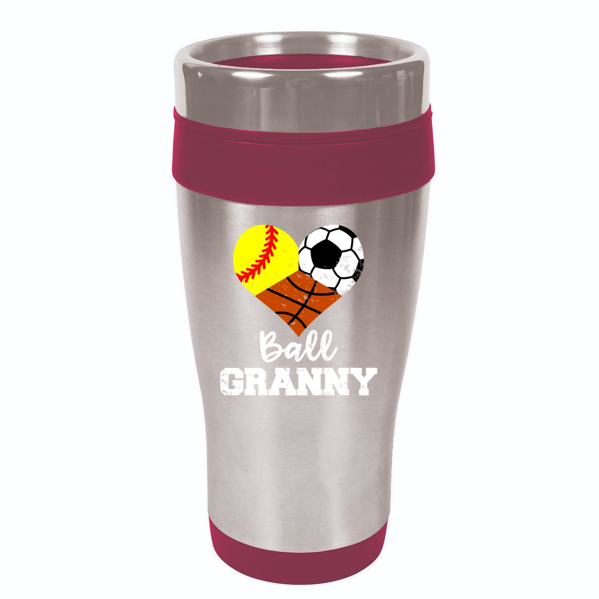 Ball Granny Heart Funny Softball Soccer Basketball Granny Gift 16oz Travel Tumbler