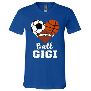 Ball Gigi Heart Funny Soccer Basketball Football Gigi Gift V-Neck T-Shirt