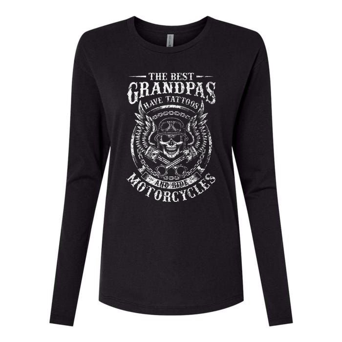 Best Grandpas Have Tattoos And Ride Motorcycles Biker Biking Womens Cotton Relaxed Long Sleeve T-Shirt