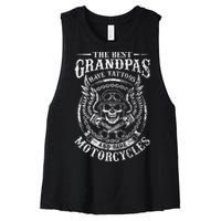 Best Grandpas Have Tattoos And Ride Motorcycles Biker Biking Women's Racerback Cropped Tank