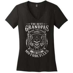 Best Grandpas Have Tattoos And Ride Motorcycles Biker Biking Women's V-Neck T-Shirt