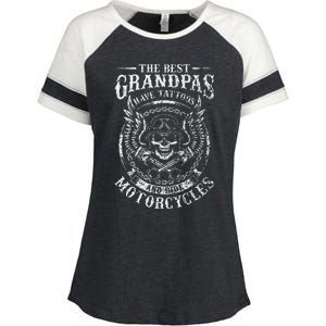 Best Grandpas Have Tattoos And Ride Motorcycles Biker Biking Enza Ladies Jersey Colorblock Tee